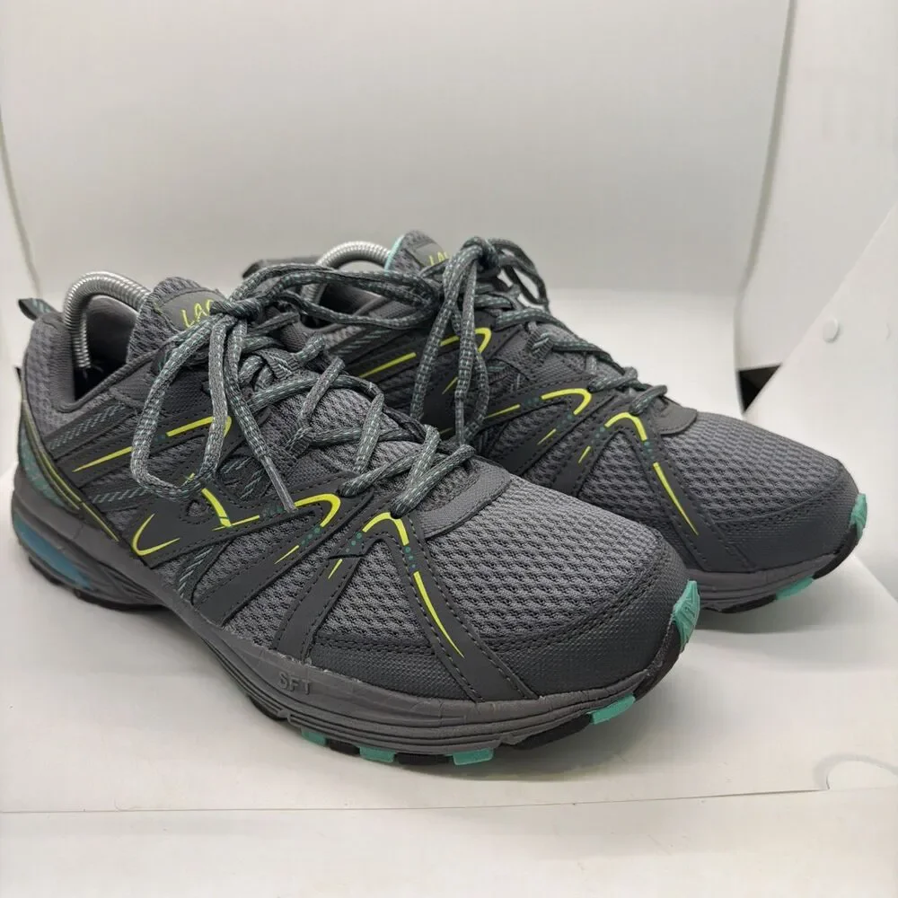 LA Gear Tracy Running Athletic Shoes Grey Teal Neon Green Women's Size 11